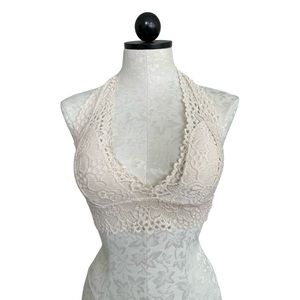 True by Rue 21 Lace Halter Bralette Ivory Removable Pads Size Small